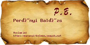 Perényi Balázs névjegykártya